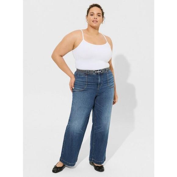 Torrid High-Rise Wide Leg Vintage Stretch Jeans Women’s Sz 20 Short Blue Denim - Picture 2 of 14